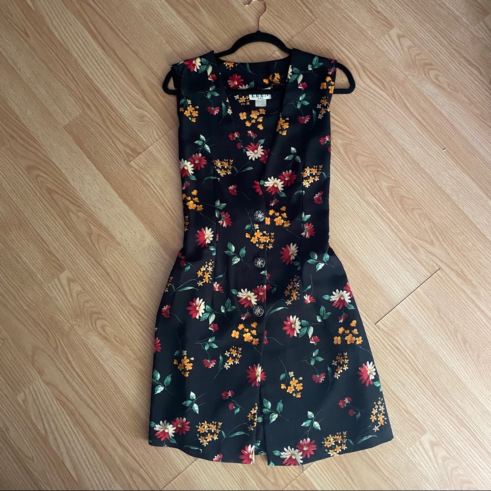 Vintage Ella USA Floral Mini Button Tunic Dress XL